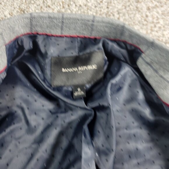 Banana Republic Blazer Womens 6 Stripe Gray Polka Dot Lined Career Mark* - Picture 3 of 7
